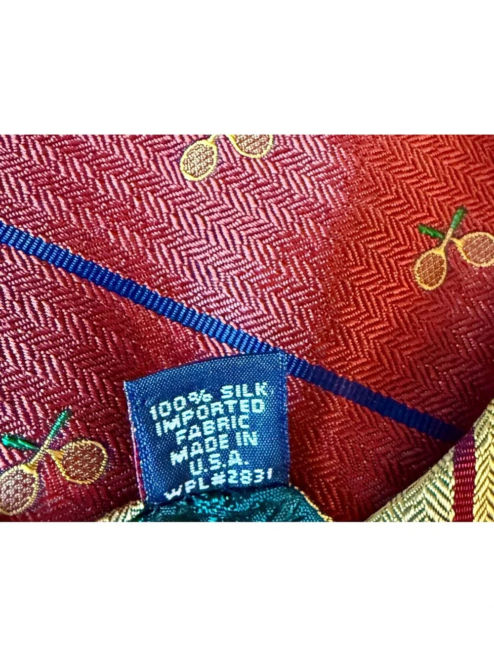 90s Tommy Hilfiger Tennis Racquet Silk Tie Made USA 4